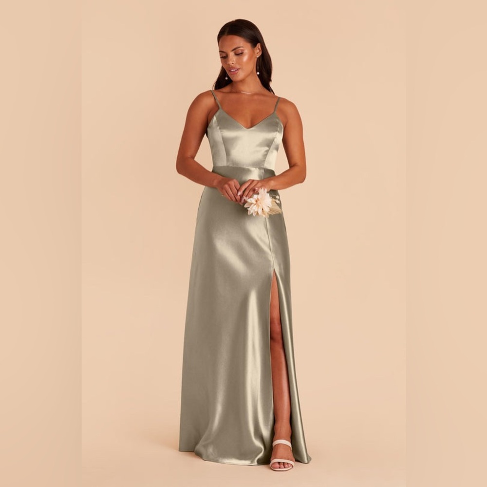 NWT Birdy Grey Jay Shiny Satin Dress Moss Green Size XS